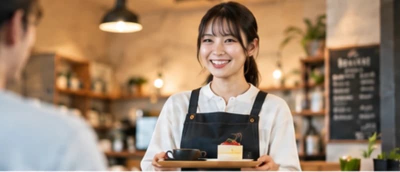 店舗紹介動画のイメージ：カフェで商品を提供する場面