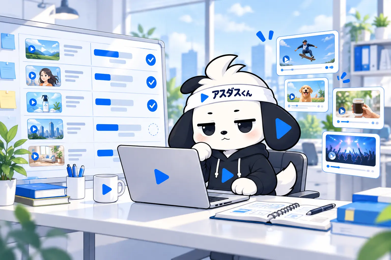 複数クライアントの動画案件を整理して進行するアスダスくん